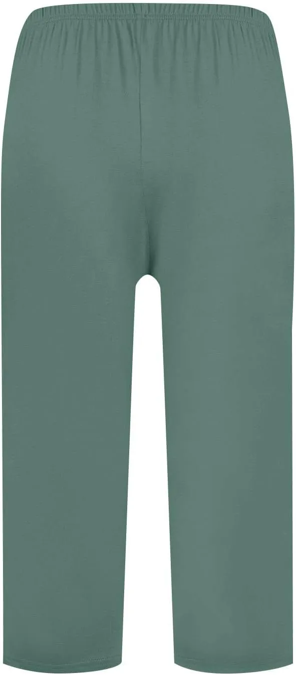 2025 Womens Capri Pants Loose High Waisted Wide Leg 3/4 Pants Drawstring Casual Palazzo Trousers with Pockets