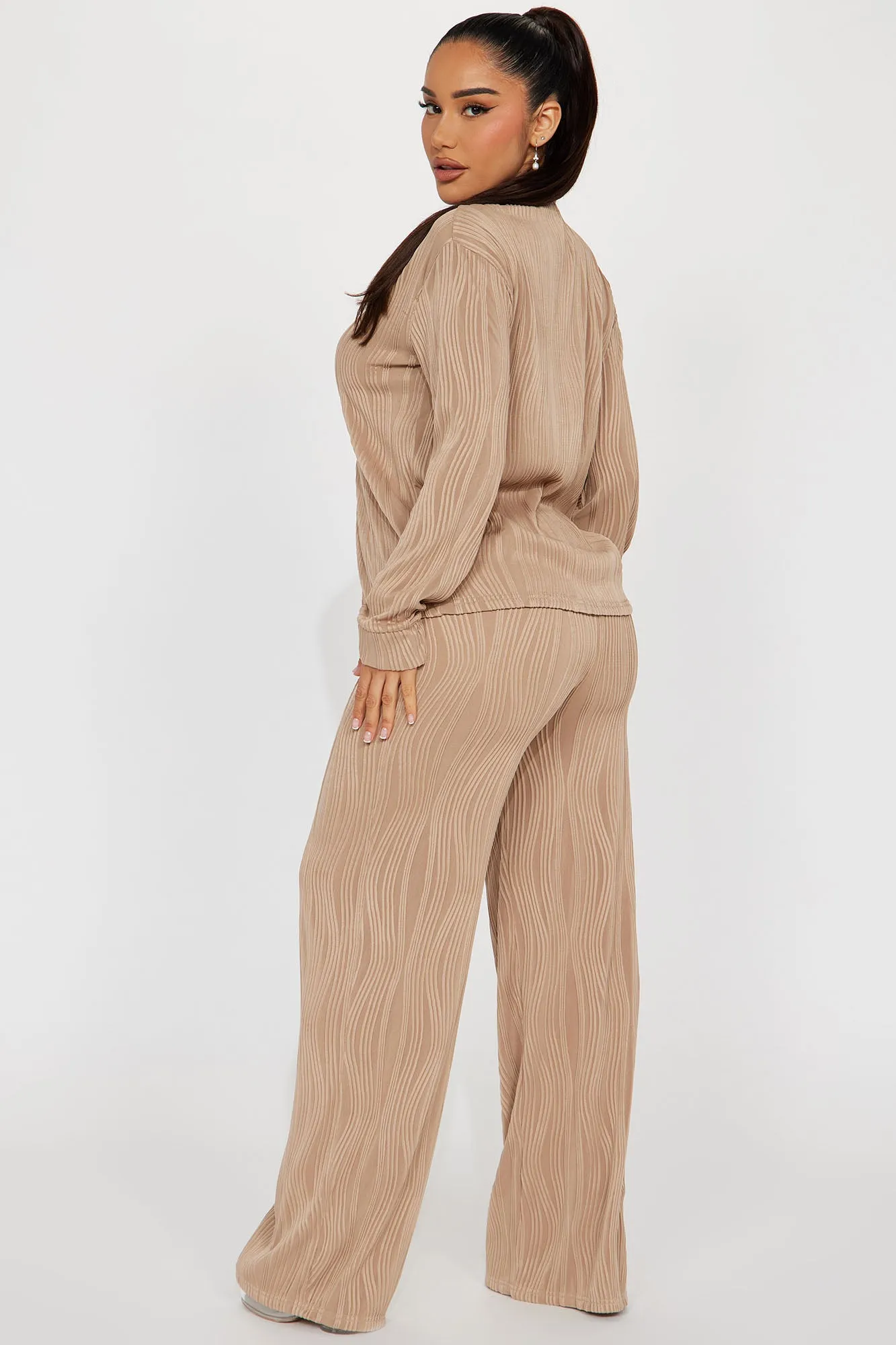 Anisa Textured Pant Set - Taupe