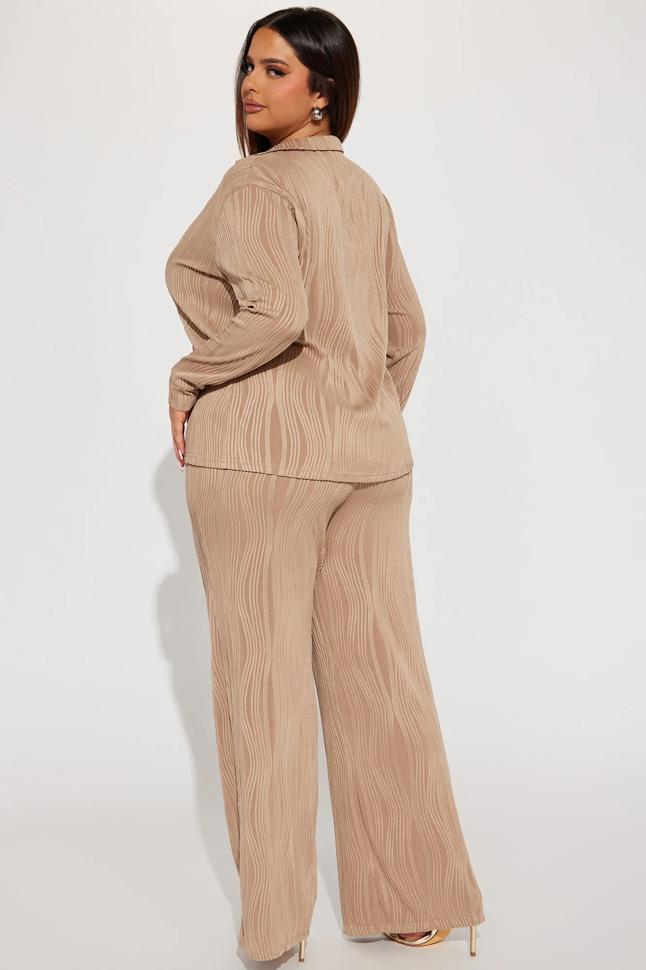 Anisa Textured Pant Set - Taupe