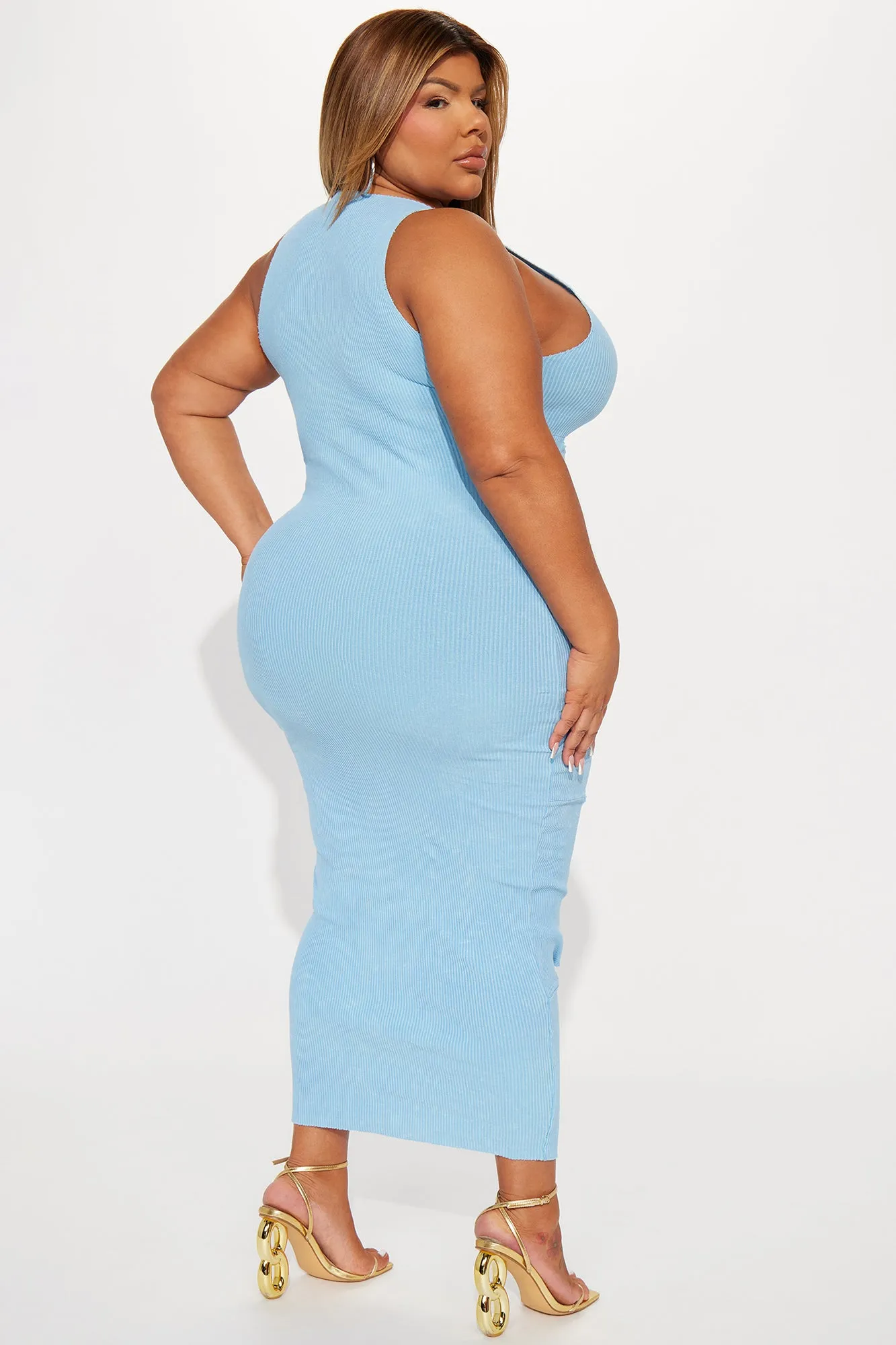Ashlee Mineral Wash Maxi Dress - Light Blue