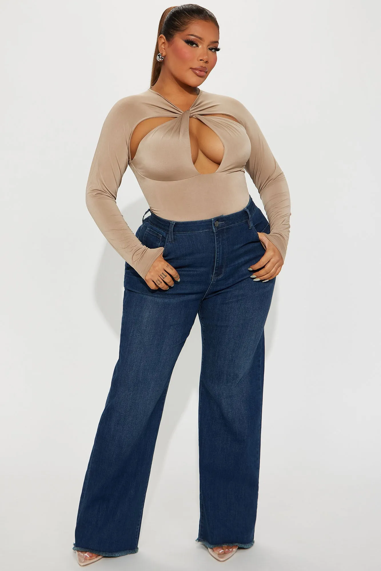 Becky Basic Stretch Straight Leg Jeans - Dark Wash