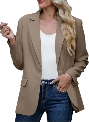 Blazers for Women Trendy Dressy Suit Jackets,2024 Winter Bussiness Suit Clothes,Long Sleeve Button Open Front Tops