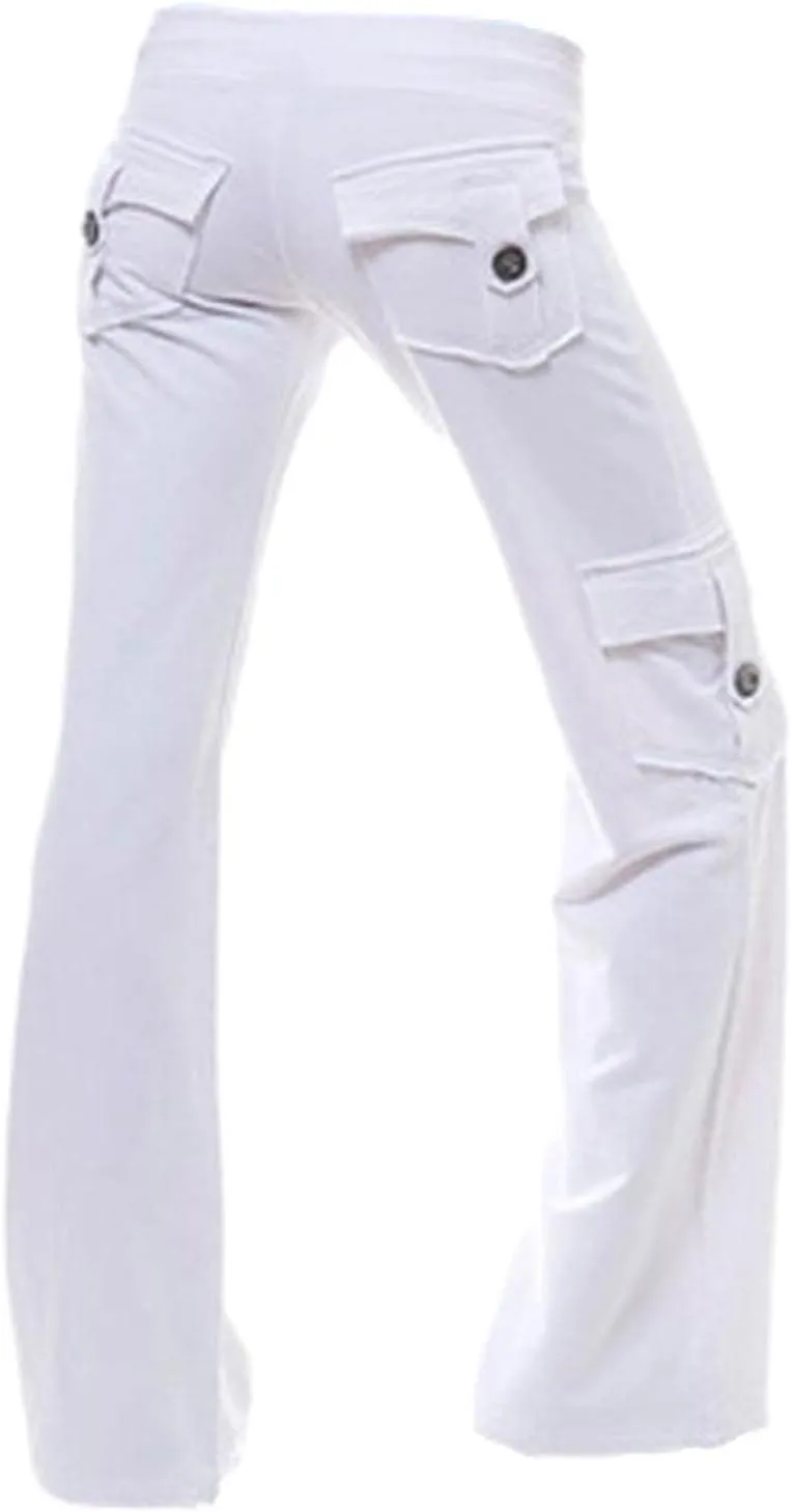 Bootcut Yoga Pants for Women's Stretch Workout Relax Fit Cargo Yoga Pants Wide Leg Palazzo Cargo Gym Sweatpants with Pockets