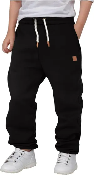 Boys Solid Color Casual Sweatpants Pull On Jogger Pants Toddler Kids Baggy Sweatpants Elastic Waist Active Pants