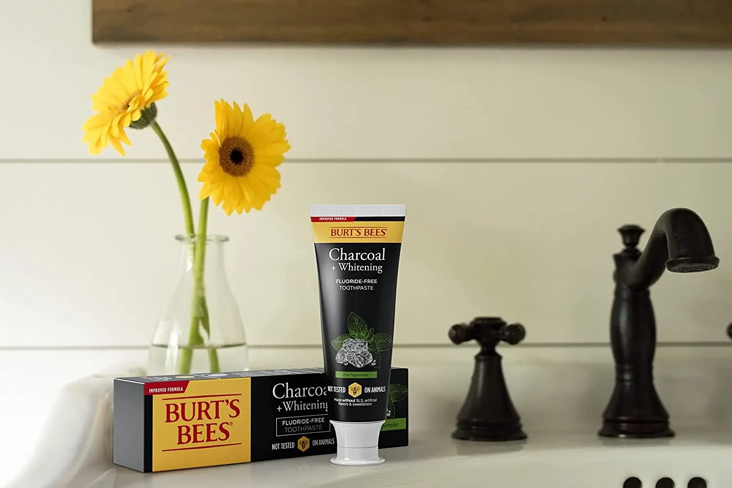 Burt's Bees Toothpaste, Natural Flavor, Charcoal Fluoride-Free Toothpaste, Zen Peppermint, 4.7 oz, Pack of 3