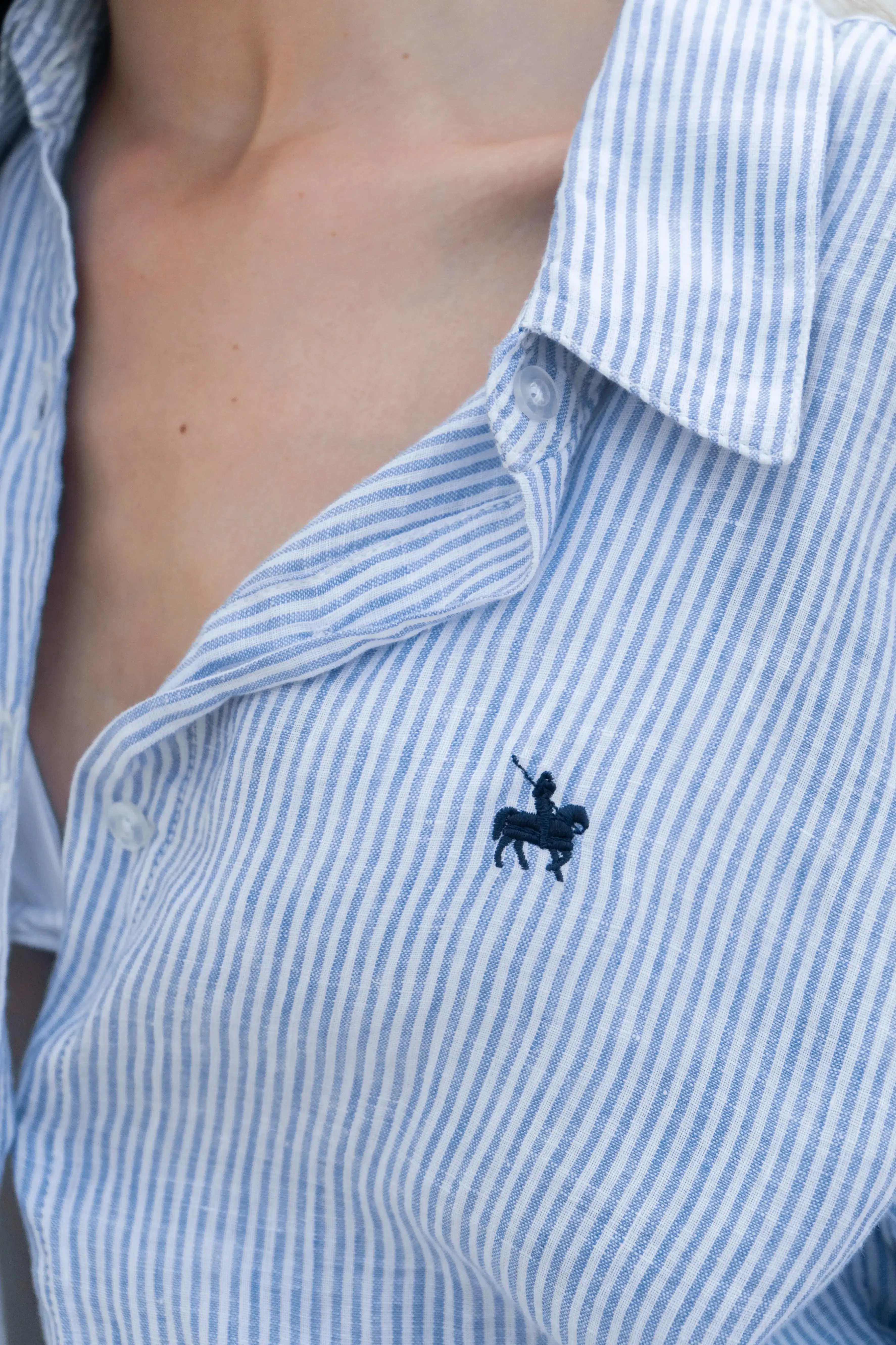 Camisa Rayas Azul Lino Mujer