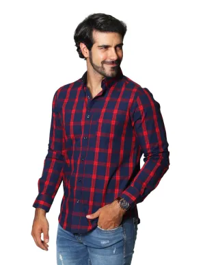 Camisas Hombre Casuales De Manga Larga Con Estampado De Cuadros Regular Fit B35205 5