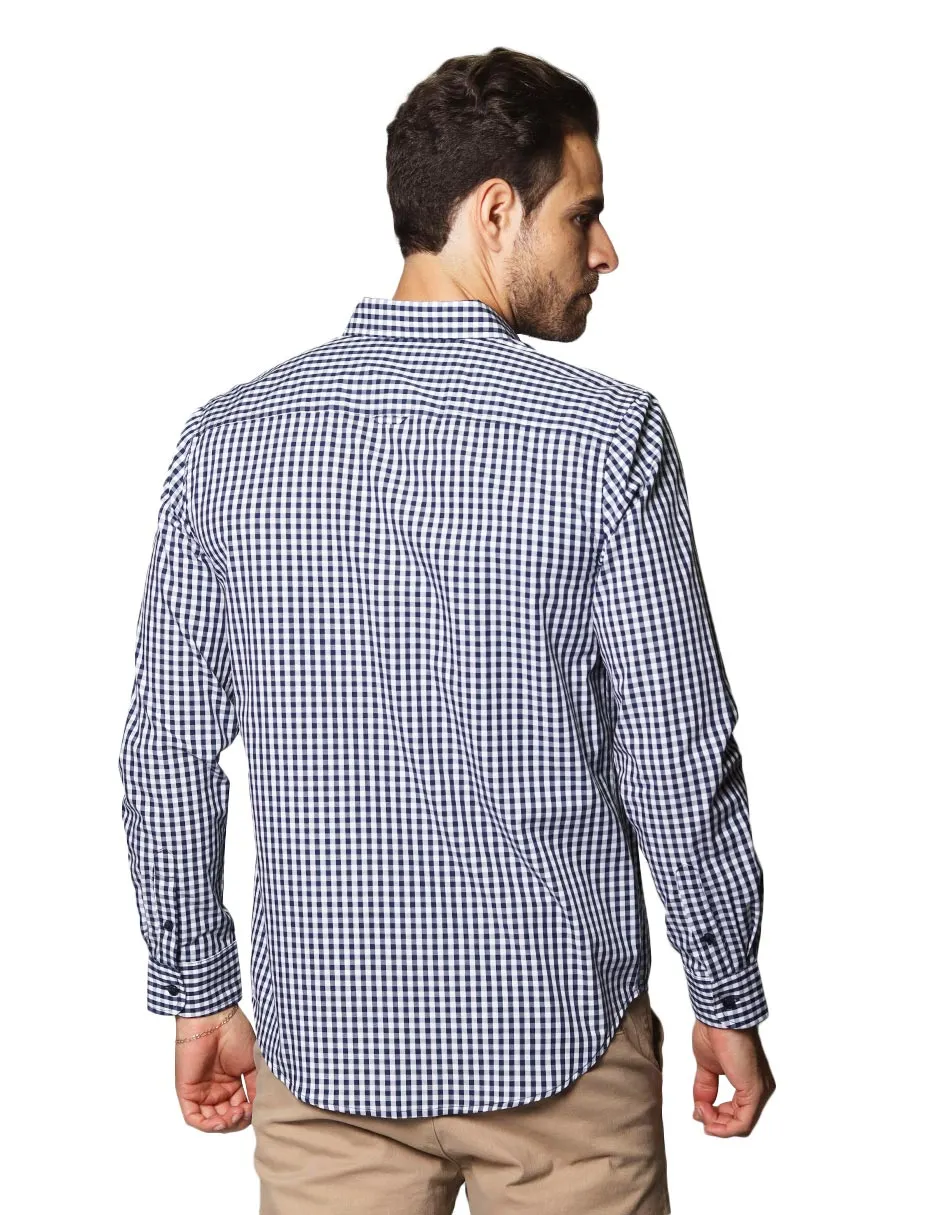 Camisas Hombre Casuales De Manga Larga Con Estampado De Cuadros Regular Fit B35206 1