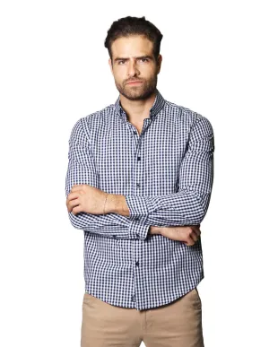 Camisas Hombre Casuales De Manga Larga Con Estampado De Cuadros Regular Fit B35206 1