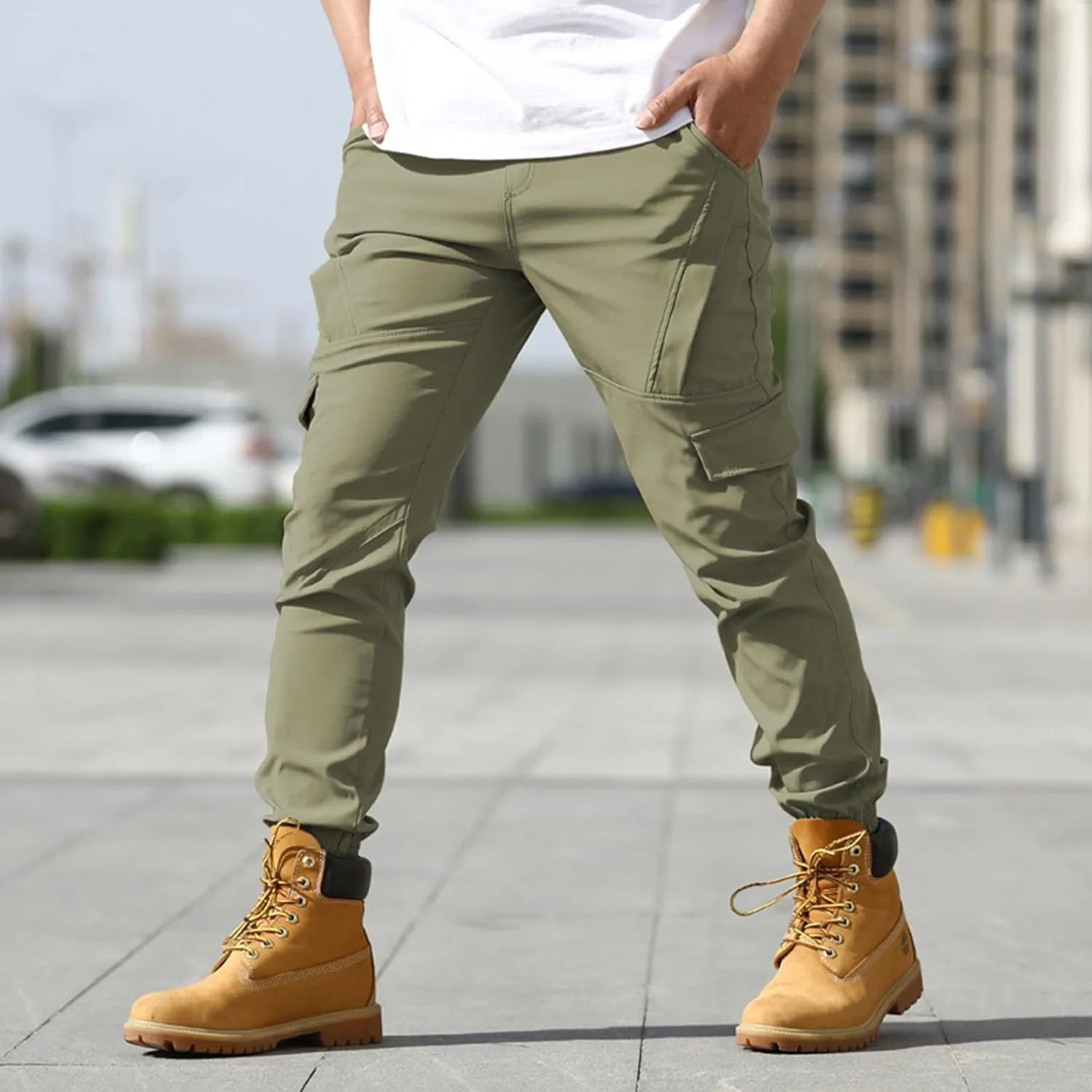 Cargo for Men Pants Cotton Construction Lightweight Gym Big and Tall Stretch Joggers Sweatpants