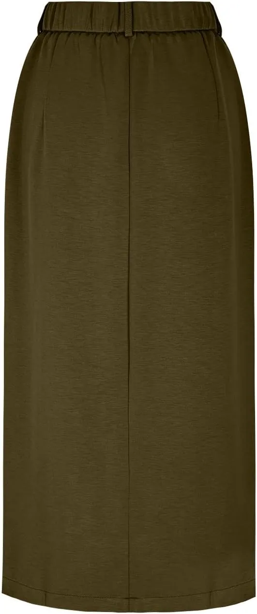 Cargo Skirts for Women High Waisted Midi Skirt Trendy Spring Summer Pencil Slit Dressy Casual Business Work Long Skirts