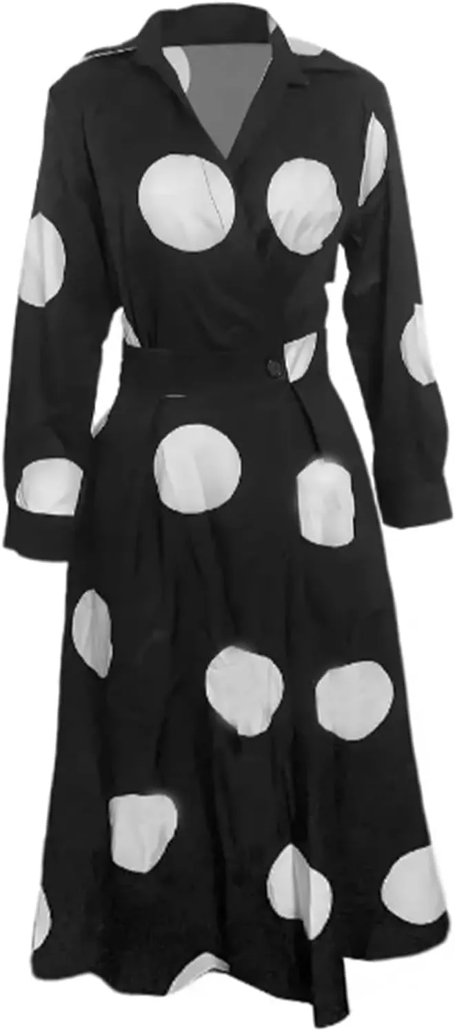 Costaric Cotton Shirt Dress for Womens Pleated Button Long Dress Long Sleeve A-line Loose Swing Dress with Pockets