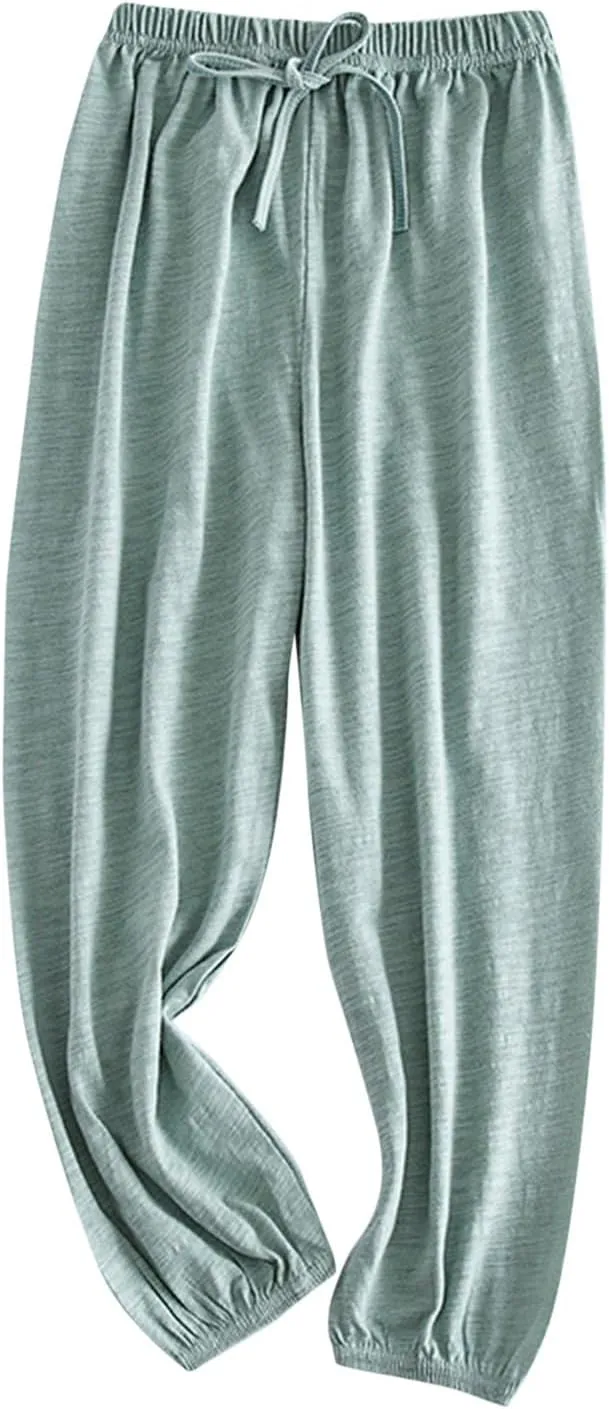 Cotton Linen Solid Soft Sweatpants for Youth Teen Girls Kids Elastic Waist Baggy Wide Leg Long Pants Softball Girl