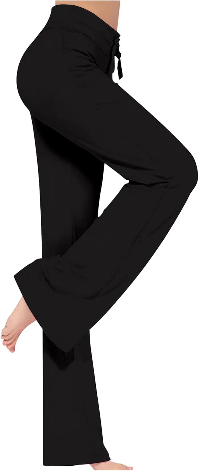 Crossover Flare Leggings for Women High Waist V Cross Bootcut Bell Bottoms Workout Flared Yoga Pants with Pockets