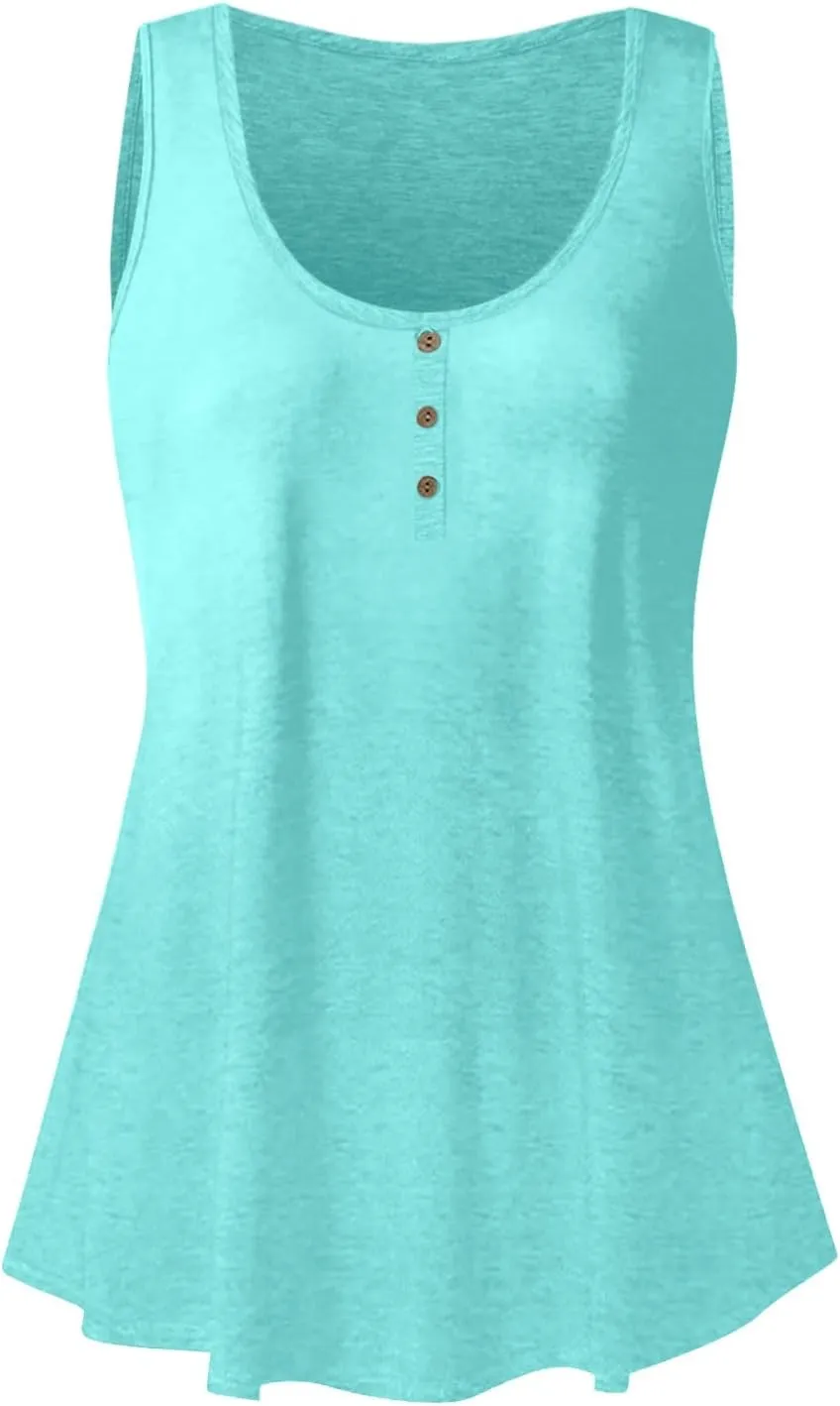 FQZWONG Tank Top for Women Trendy Summer Sleeveless Vest Shirts Casual Solid Tees Lightweight Ladies Blouses Vacation Outfits