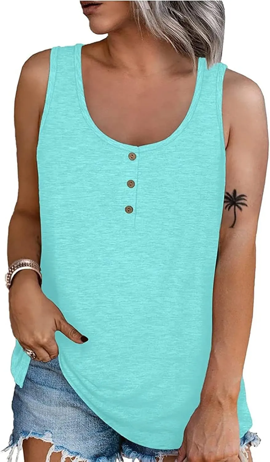 FQZWONG Tank Top for Women Trendy Summer Sleeveless Vest Shirts Casual Solid Tees Lightweight Ladies Blouses Vacation Outfits