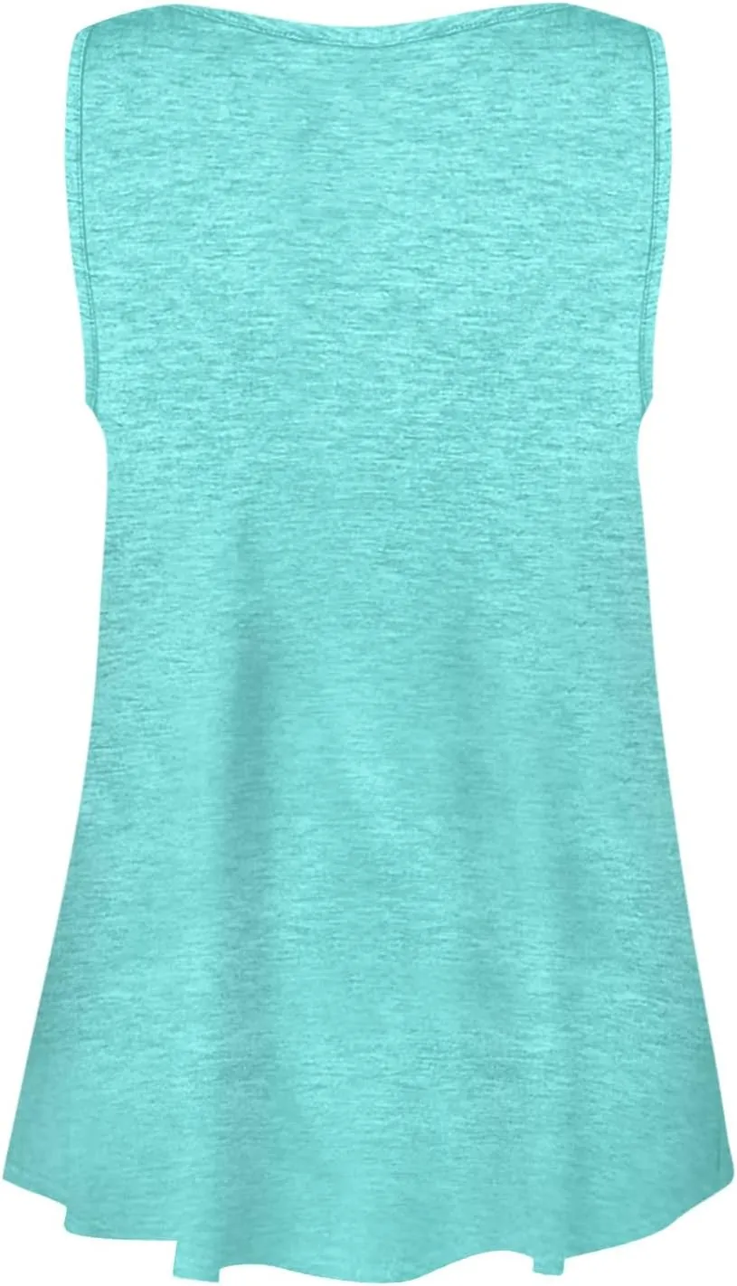 FQZWONG Tank Top for Women Trendy Summer Sleeveless Vest Shirts Casual Solid Tees Lightweight Ladies Blouses Vacation Outfits