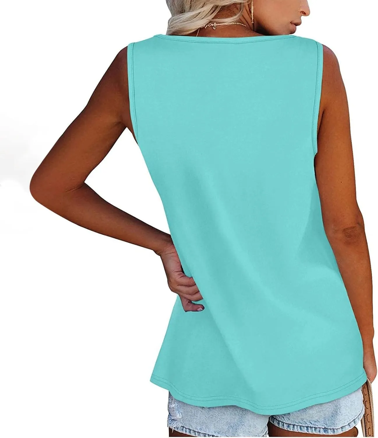 FQZWONG Tank Top for Women Trendy Summer Sleeveless Vest Shirts Casual Solid Tees Lightweight Ladies Blouses Vacation Outfits