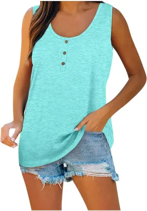 FQZWONG Tank Top for Women Trendy Summer Sleeveless Vest Shirts Casual Solid Tees Lightweight Ladies Blouses Vacation Outfits