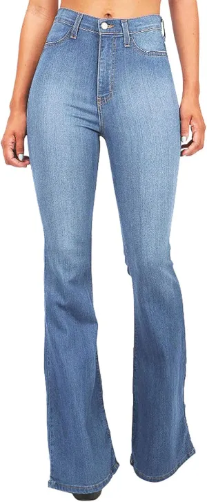 FRMUIC Women's Flare Bell Bottom Jeans High Waisted Wide Leg Curvy Bootcut Jeans Stretchy Skinny Denim Pants