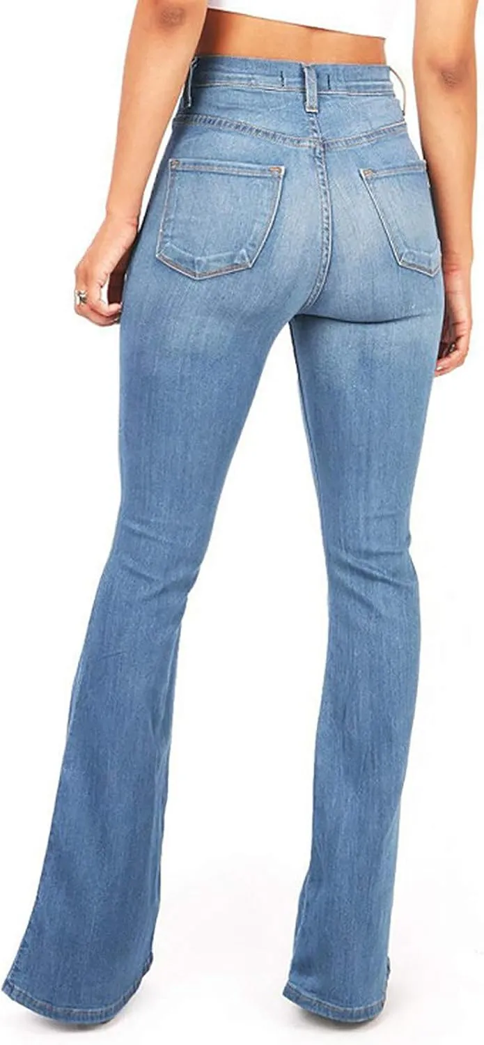 FRMUIC Women's Flare Bell Bottom Jeans High Waisted Wide Leg Curvy Bootcut Jeans Stretchy Skinny Denim Pants