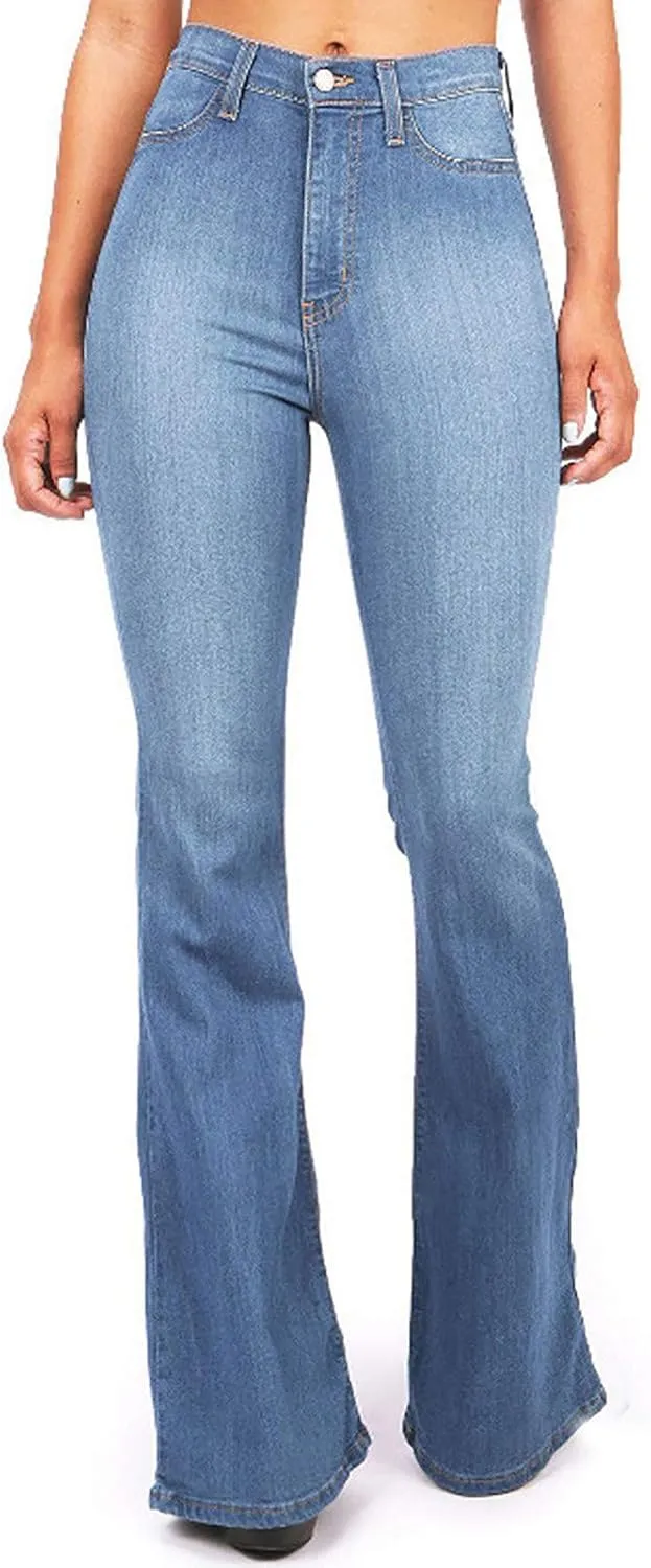 FRMUIC Women's Flare Bell Bottom Jeans High Waisted Wide Leg Curvy Bootcut Jeans Stretchy Skinny Denim Pants
