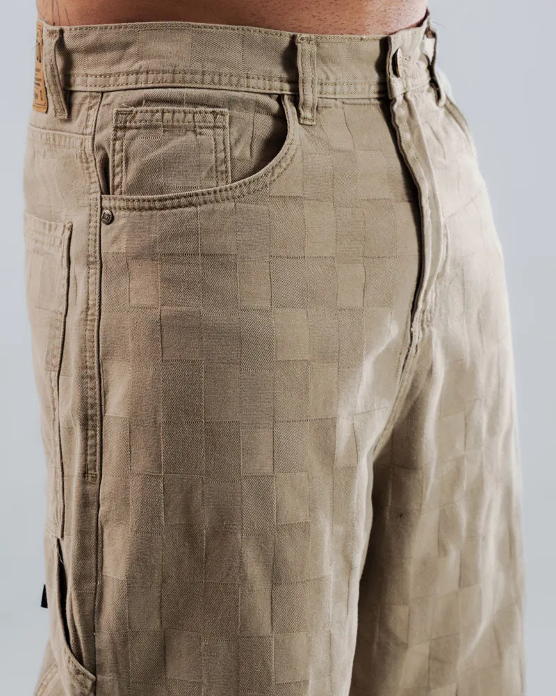 Jeans Baggy Para Hombre Arena Básico Textura Cuadros