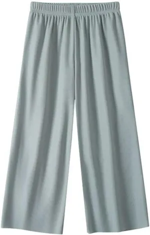 Kids Girls Baggy Palazzo Pants Lightweight Loose Wide Leg Elastic Waist Solid Casual Trousers Summer Daily Comfy Pants