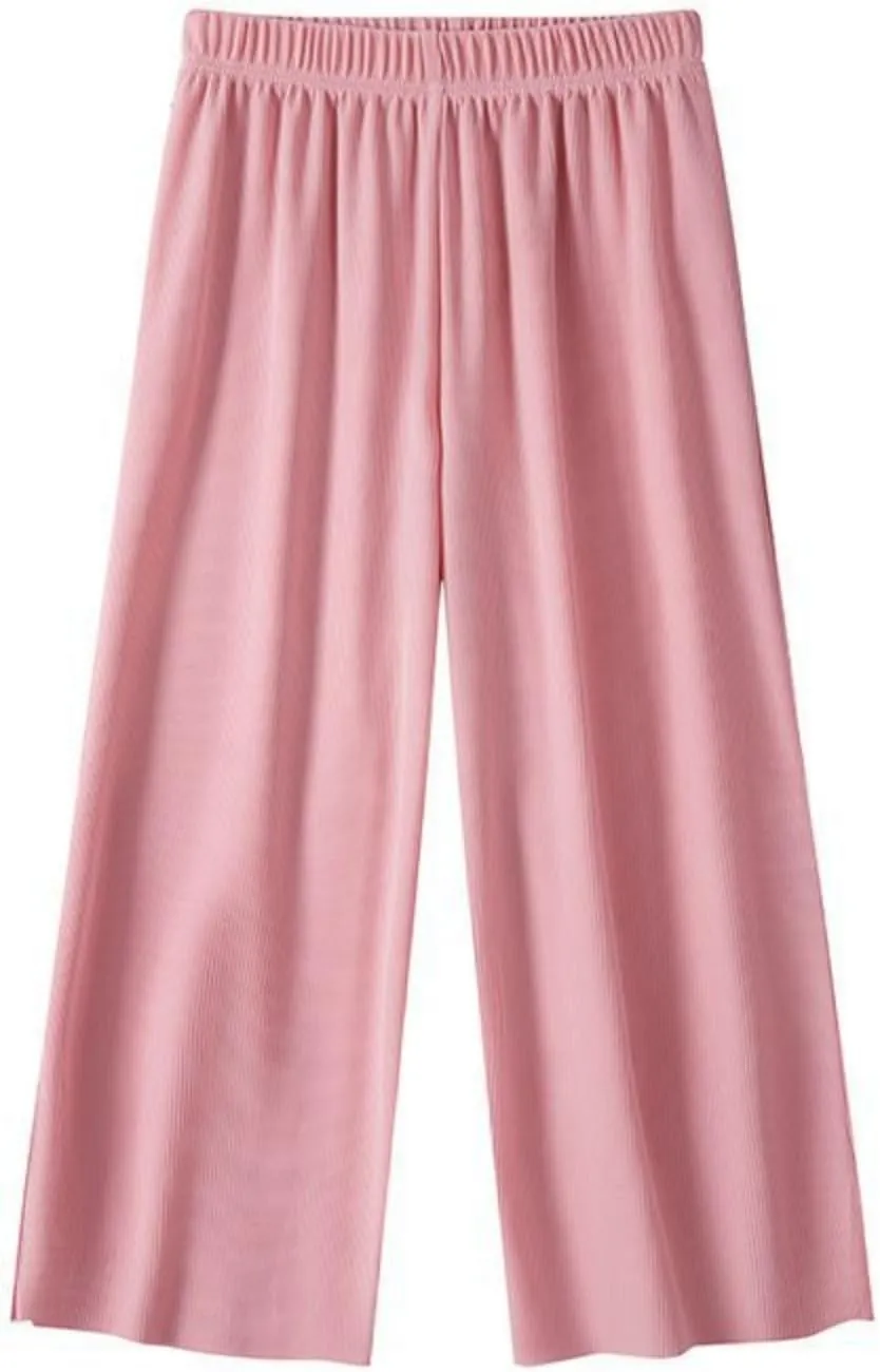 Kids Girls Baggy Palazzo Pants Lightweight Loose Wide Leg Elastic Waist Solid Casual Trousers Summer Daily Comfy Pants