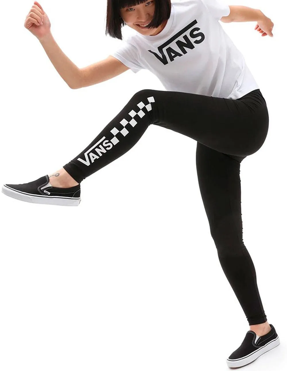 Leggings Vans Classic con Logo en la Pierna Negros y Blancos Mujer