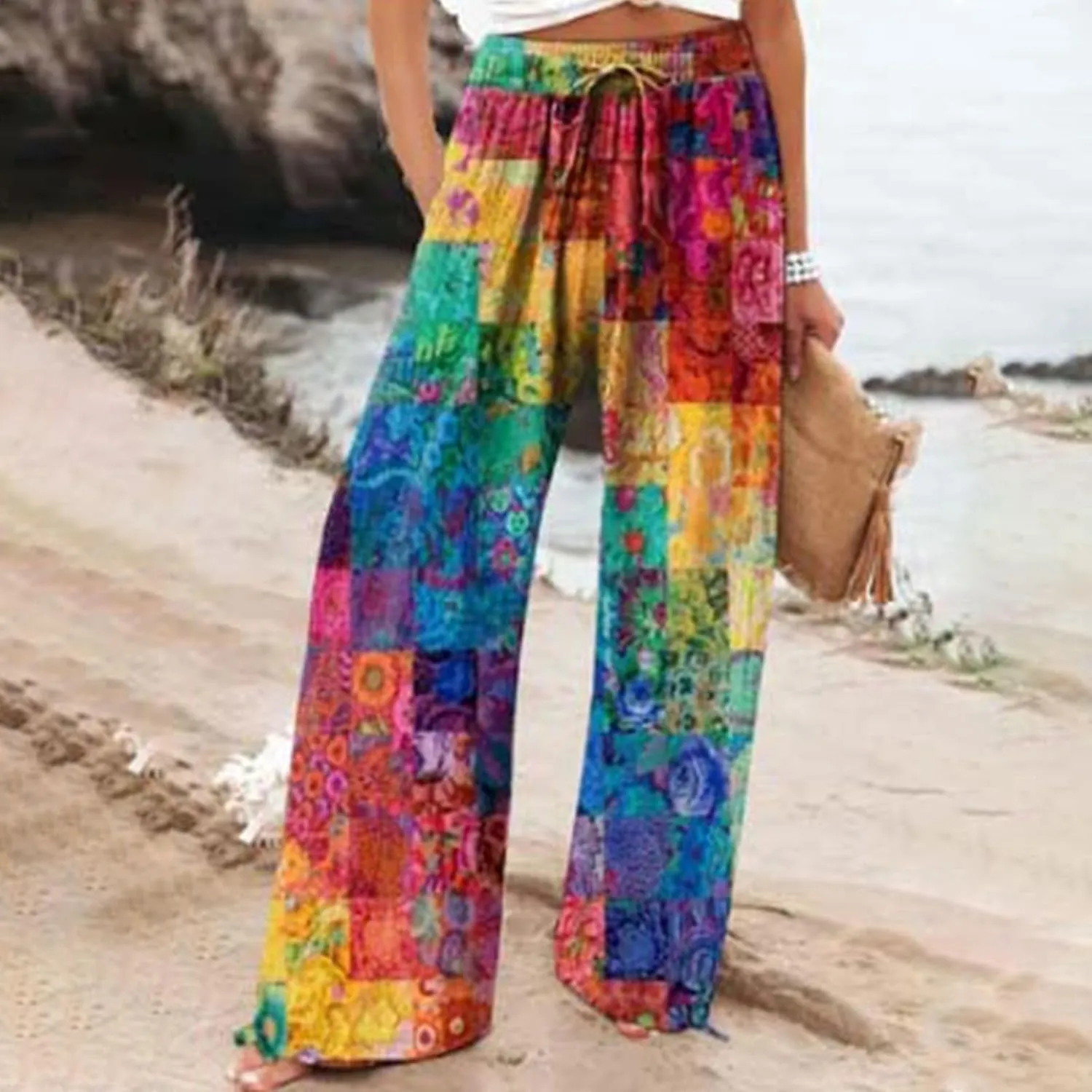 Linen Summer Pants Women Pants Comfy Work Pants with Elastic High Waist Paper Bag Tailored Linen Pants for Women