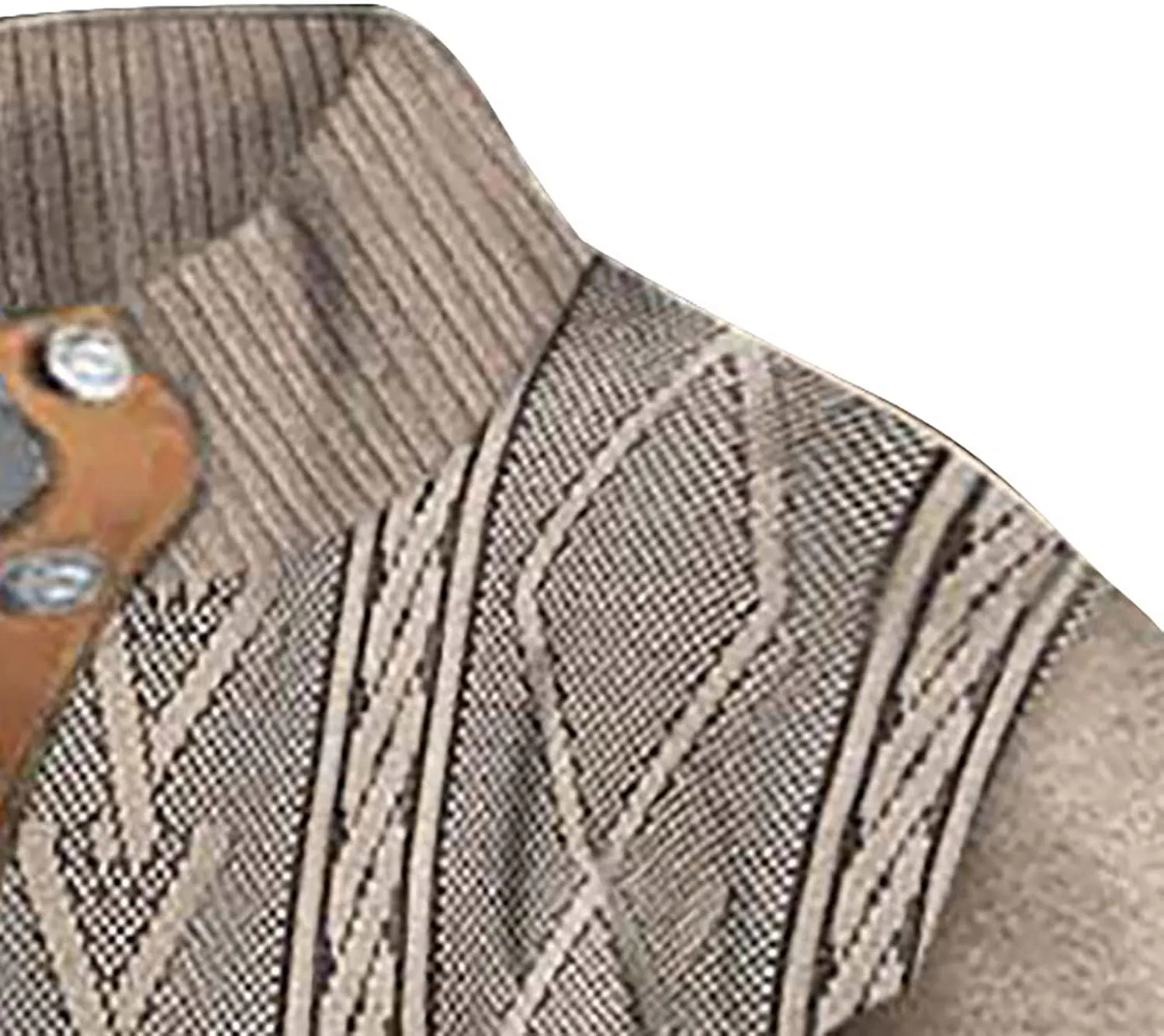 Men's Cable Knit Pullover Sweater Casual Long Sleeve Stand Collar Button Up Knitted Hen ley Pullover