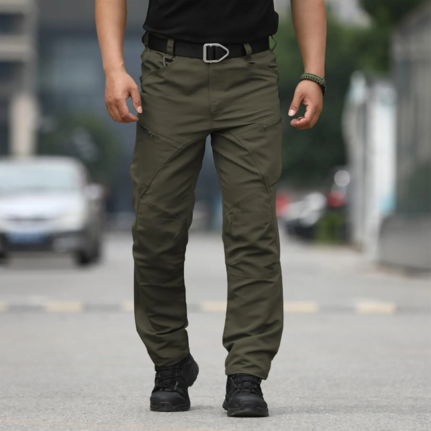 Mens Cargo Pants Multi Pockets Tactical Pants Hiking Baggy Casual Trousers Straight Water Resistant Work Pants