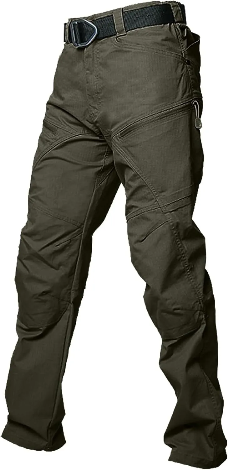 Mens Cargo Pants Multi Pockets Tactical Pants Hiking Baggy Casual Trousers Straight Water Resistant Work Pants