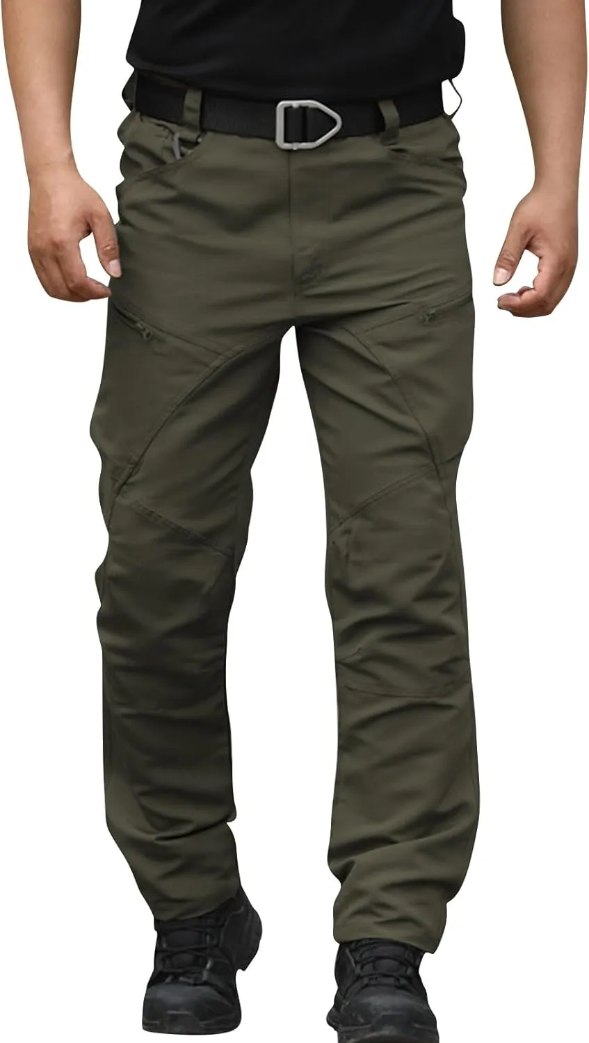 Mens Cargo Pants Multi Pockets Tactical Pants Hiking Baggy Casual Trousers Straight Water Resistant Work Pants