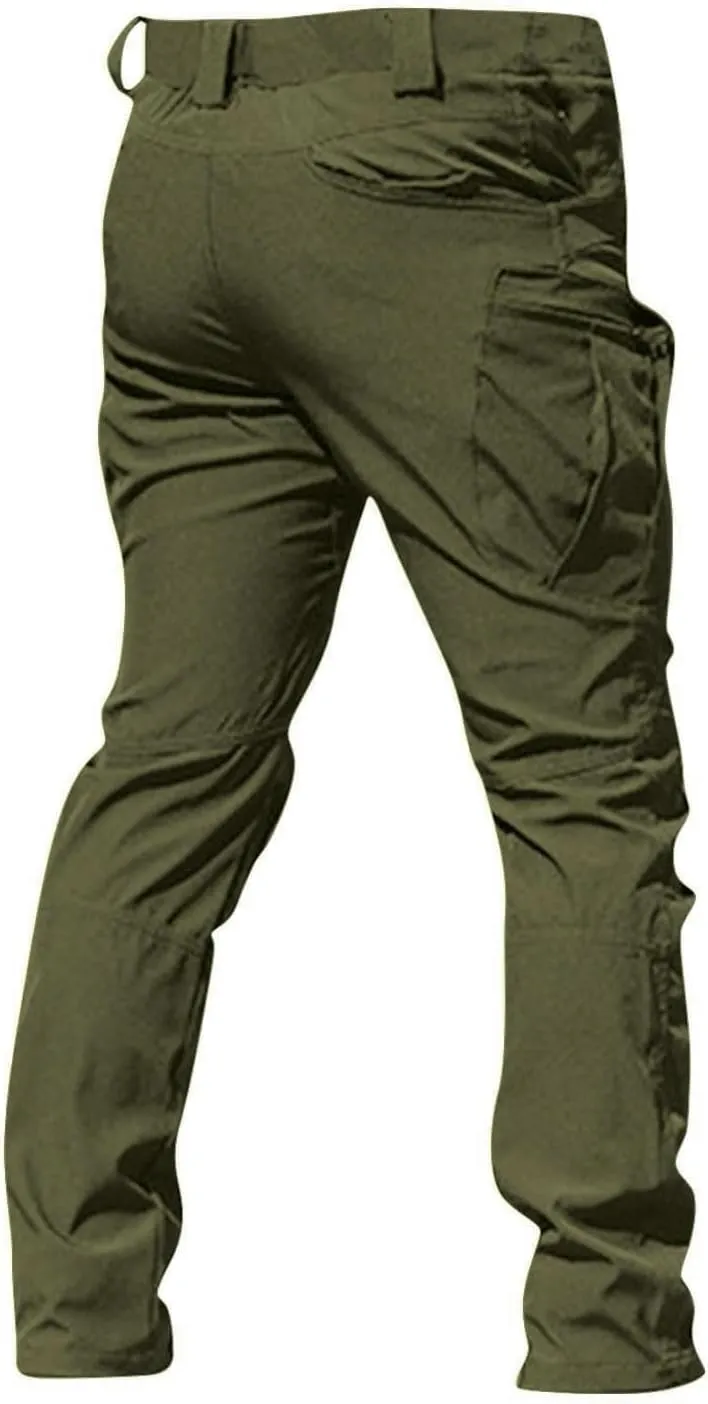 Mens Cargo Pants Water Resistant Relaxed Fit Hiking Work Pants Multi Pockets Ripstop Flex Baggy Camo Tactical Pants