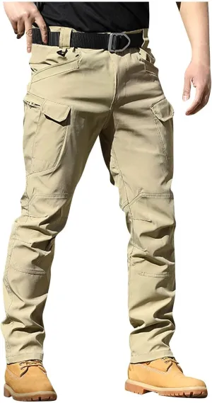 Mens Cargo Pants Water Resistant Relaxed Fit Hiking Work Pants Multi Pockets Ripstop Flex Baggy Camo Tactical Pants