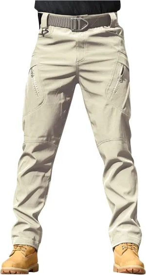 Mens Cargo Pants Water Resistant Relaxed Fit Hiking Work Pants Multi Pockets Ripstop Flex Baggy Camo Tactical Pants