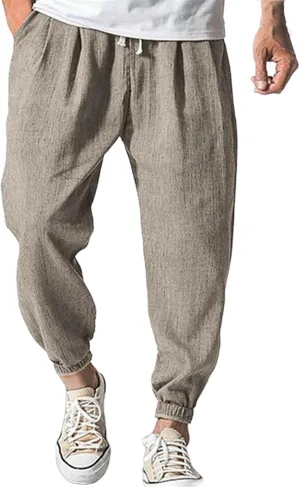 Mens Casual Pants 2025 Comfy Summer Cotton Straight-Leg Pant Basic Comfort Outdoor Big and Tall Solid Color Outfits