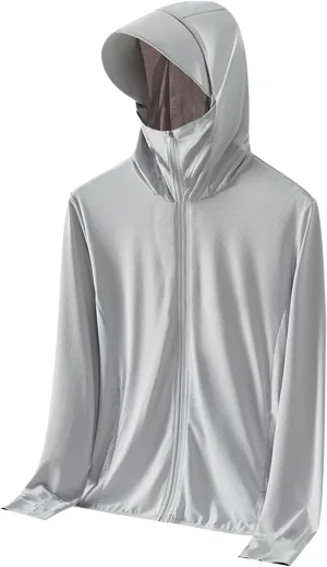 Men's UPF 50  Lightweight Jacket Full Zip Sun Protection Hoodie Long Sleeve Hiking Fishing Sun Shirts with Pockets