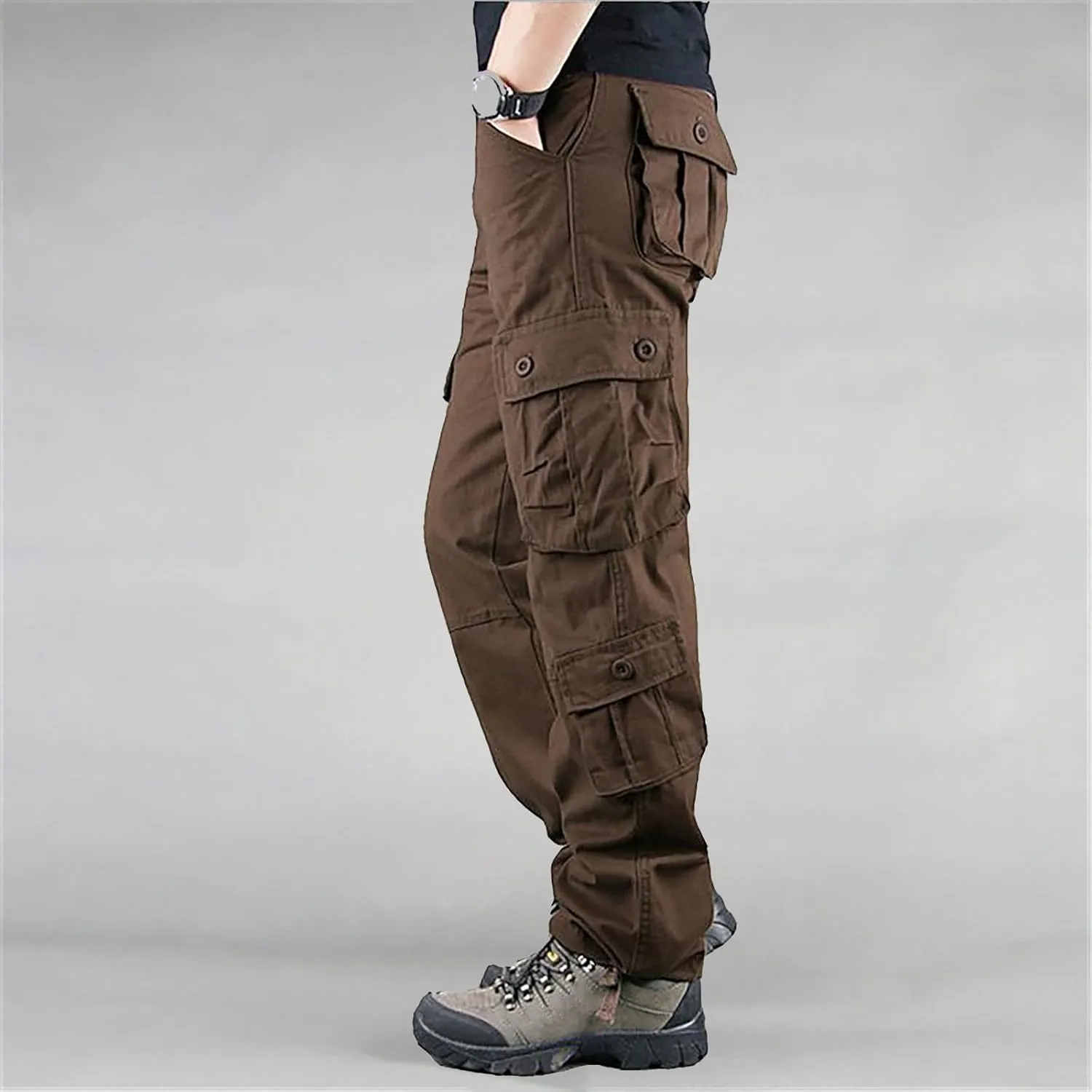 Men's Work Cargo Pants Resistant Elastic Waist Pockets Resistant Lightweight Tactical Pants Stretch Jogging Sweatpants