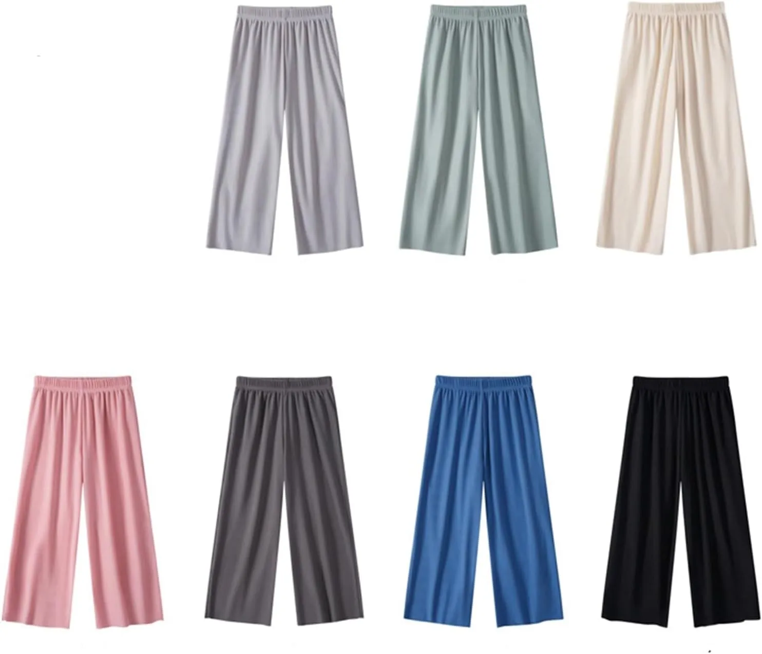 Moonker Girls Straight Wide Leg Palazzos Casual High Elastic Waisted Trousers Teens Solid Color Flowy Yoga Pants