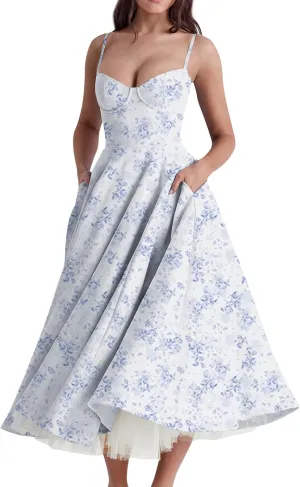 Party Dresses for Women 2025 Sexy Spaghetti Strap Swing Big Hem Prom Dress with Mesh and Pockets, S-2Xl