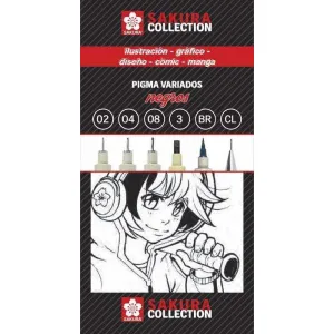 Sakura Pigma negro estuche 6ud PO06001