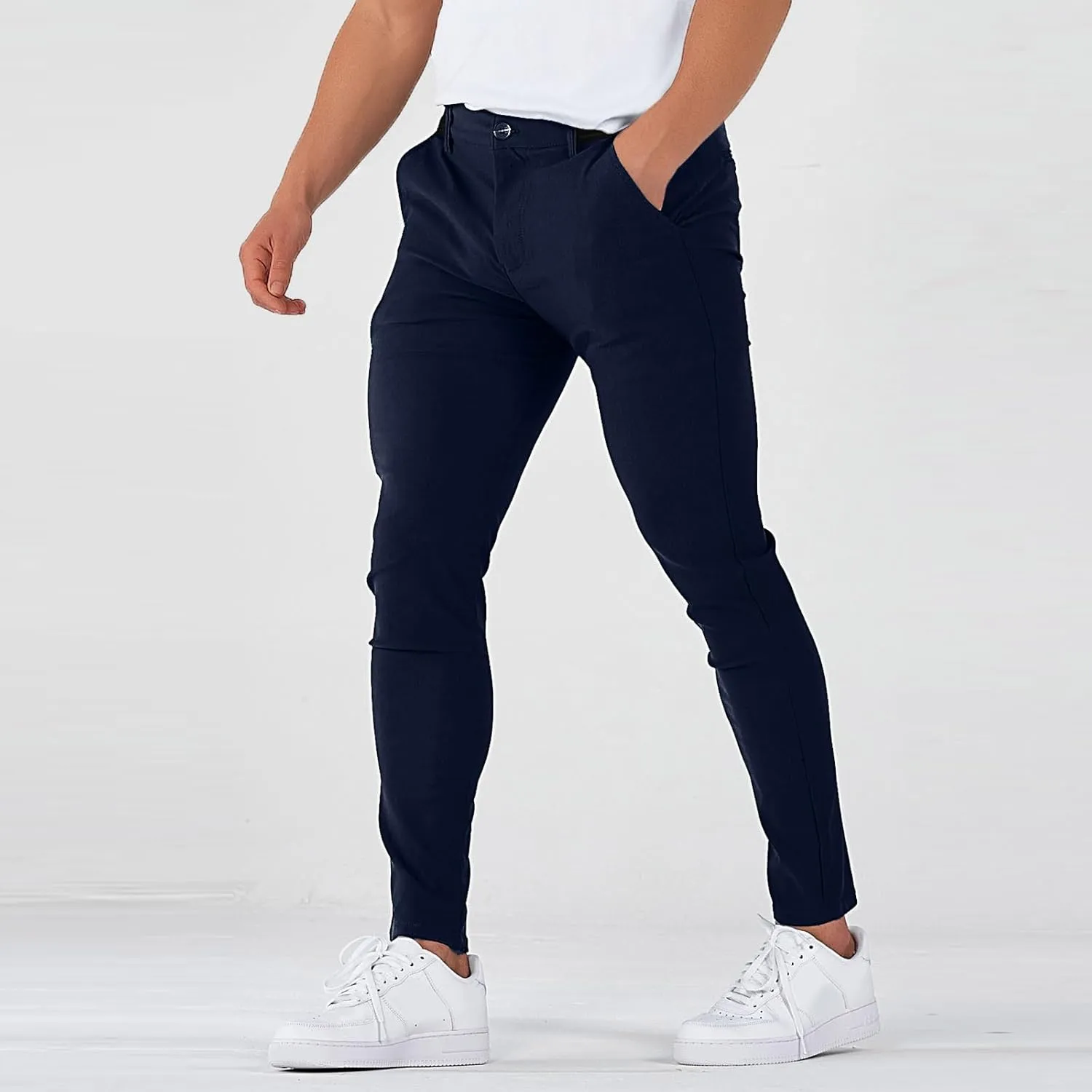 Slacks for Men Business Casual Stretch Golf Pants Lightweight Slim Fit Work Dress Pants Trousers with Pockets