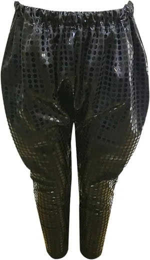 Teen Boys Girls Multicolor Sequin Pants Baggy Wide Leg Elastic Waist Trousers Loose Stretchy Dance Performance