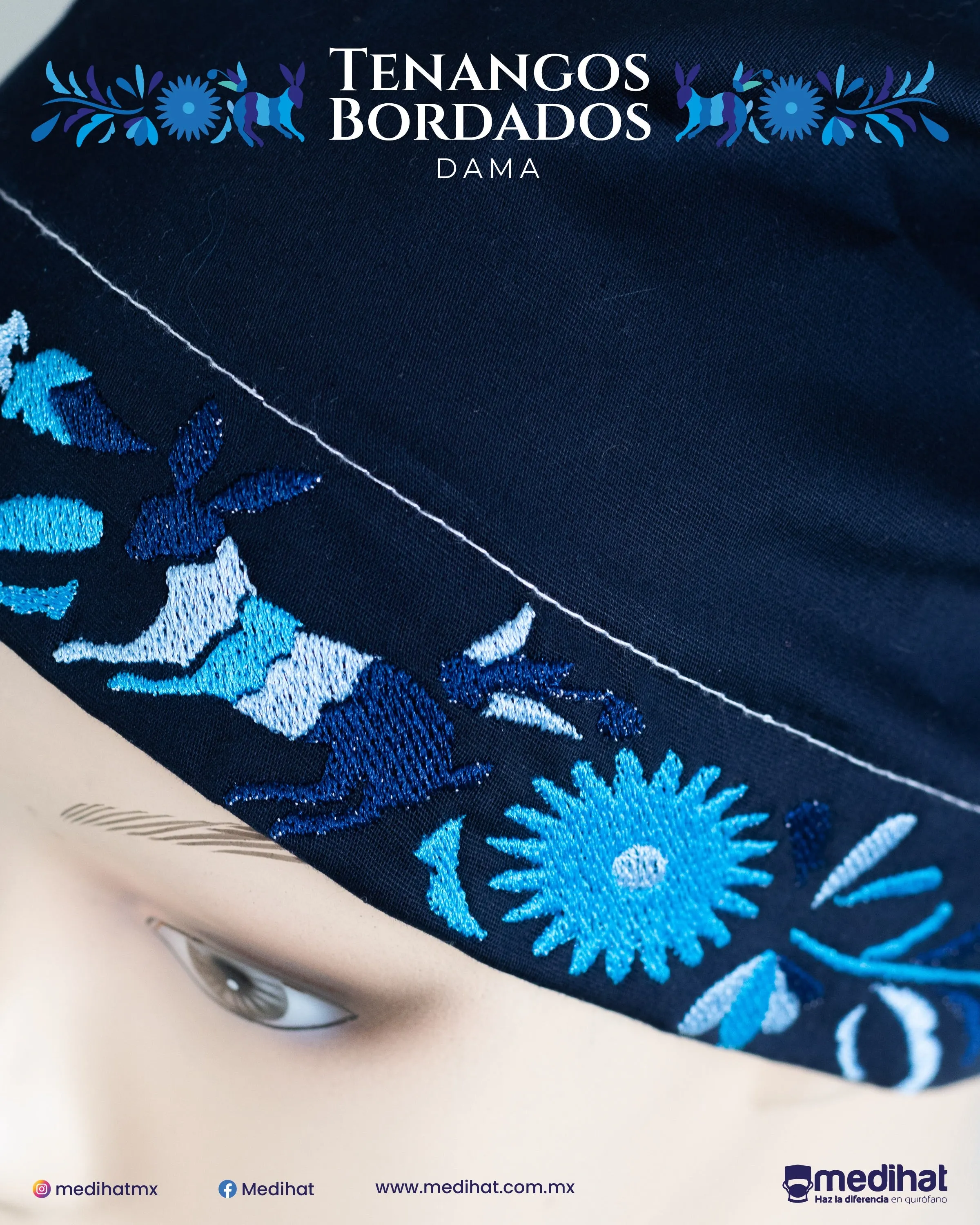 Tenangos azules bordados