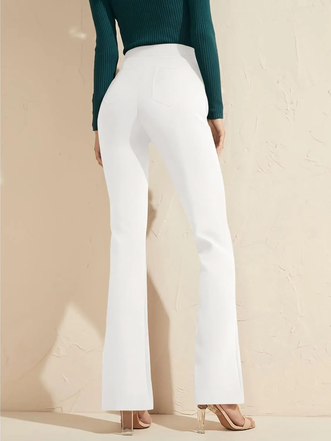 TOPSRANI Womens Stretchy Bootcut Dress Pants Flare Casual Palazzo High Waist Trousers Bell Bottom Business Office Work