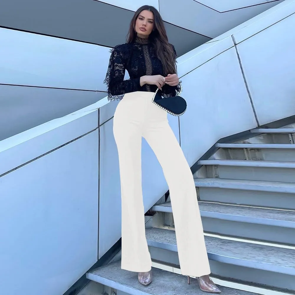 TOPSRANI Womens Stretchy Bootcut Dress Pants Flare Casual Palazzo High Waist Trousers Bell Bottom Business Office Work