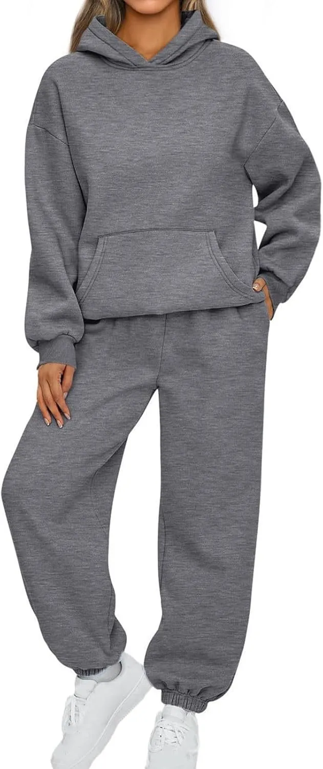 Women 2PCS Outfits Sports Tracksuits Long Sleeve Pullover Hoodies Sweatshirt and Sweatpants Fall Winter Suit